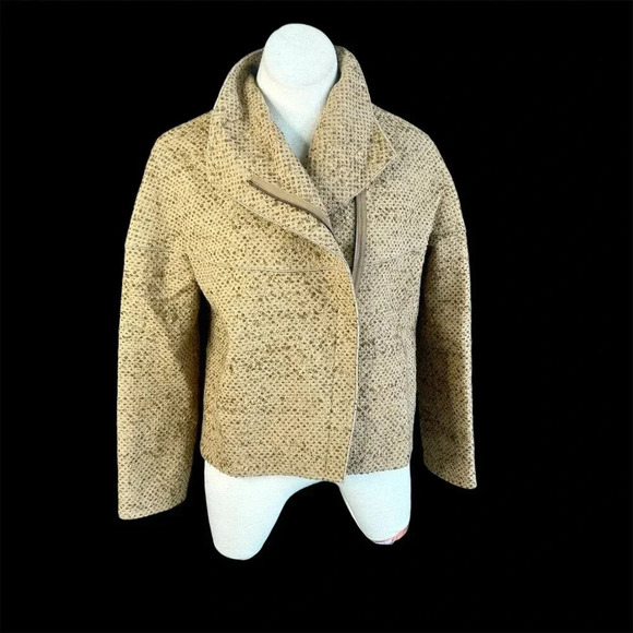 Akris Punto Brown Tweed Wool Blend Moto Side Zip Jacket Blazer Size 6 - Picture 1 of 9